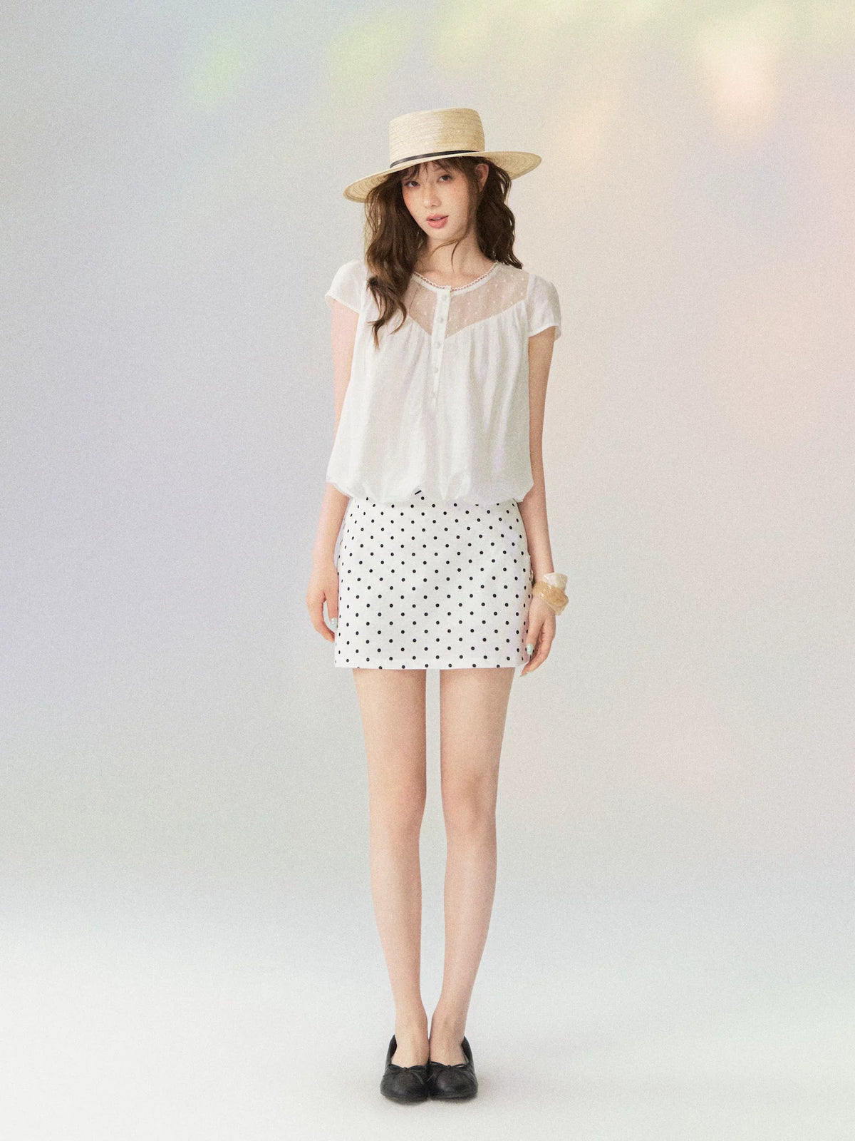 French Crewneck Puff Hem Top