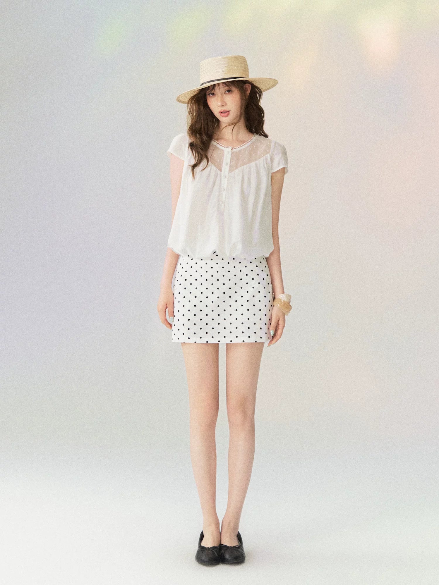 French Crewneck Puff Hem Top