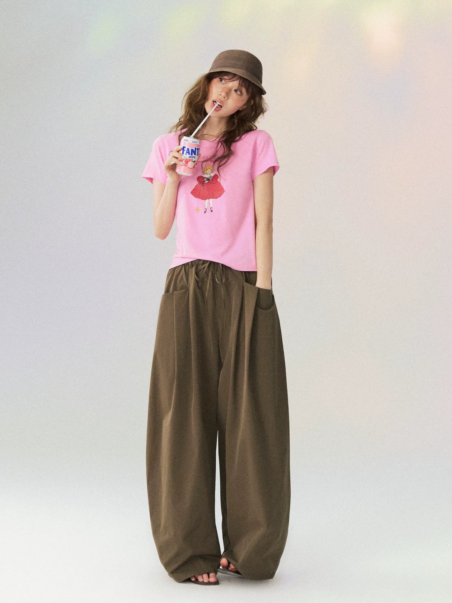 Dual Waistband Curved Casual Pants