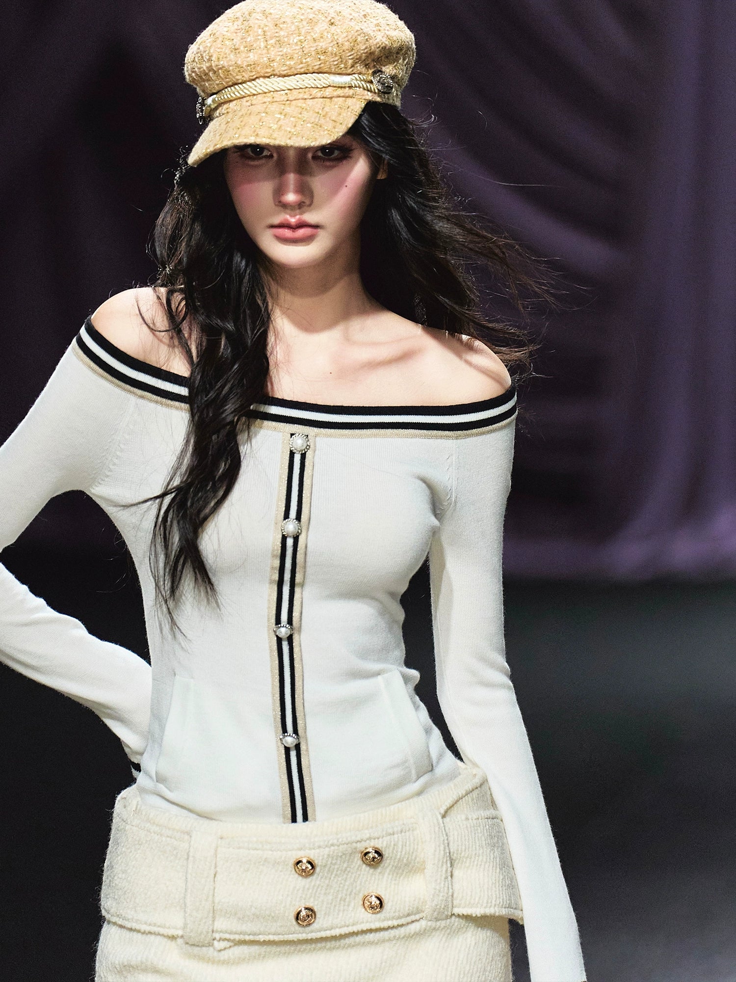 Off-Shoulder Wool Knit Top