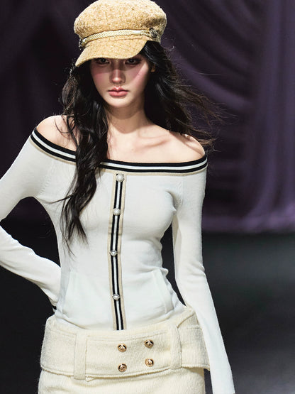 Off-Shoulder Wool Knit Top