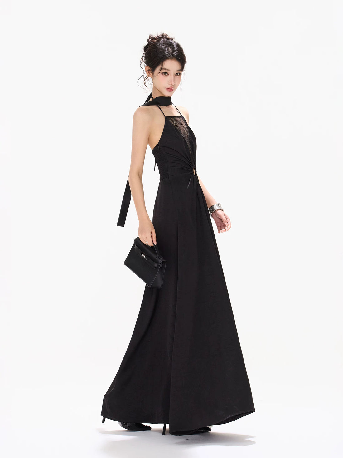 Deep V Satin Maxi Dress