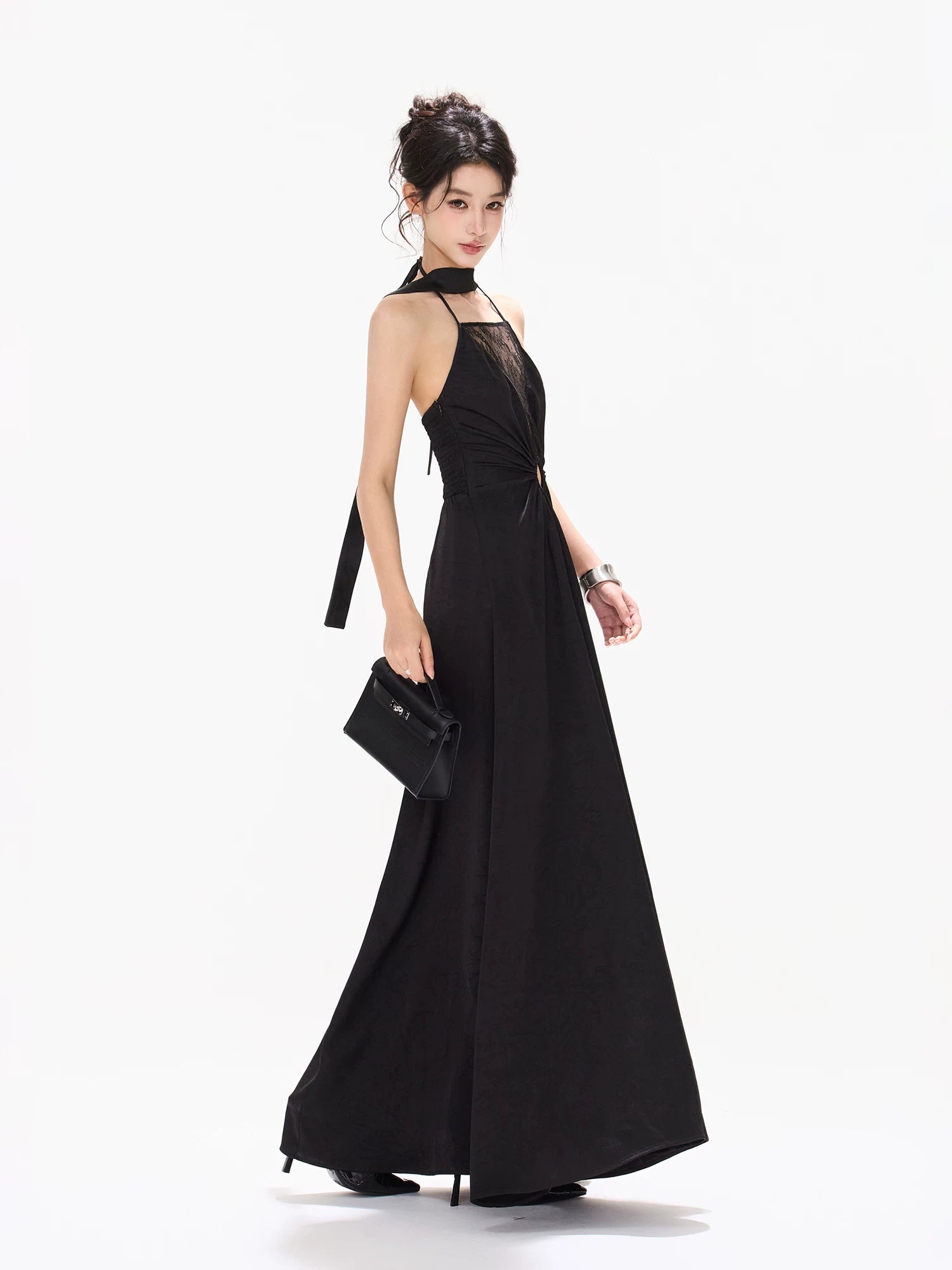 Deep V Satin Maxi Dress