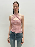 Lace Bow Cross Halter Camisole