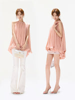 Mist Pink Beaded Halter Top
