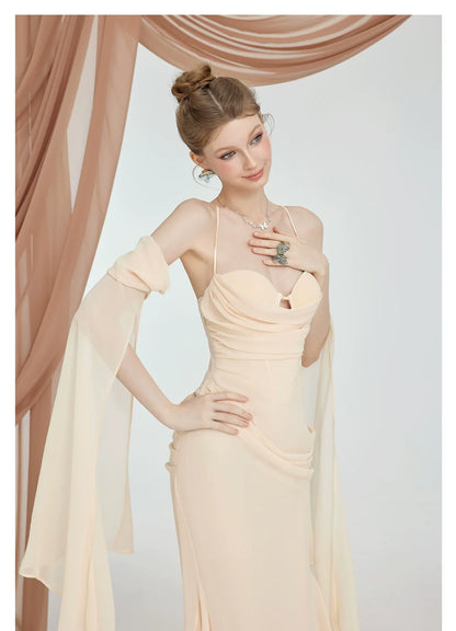 Jasmine Chiffon Backless Fishbone Strappy Dress