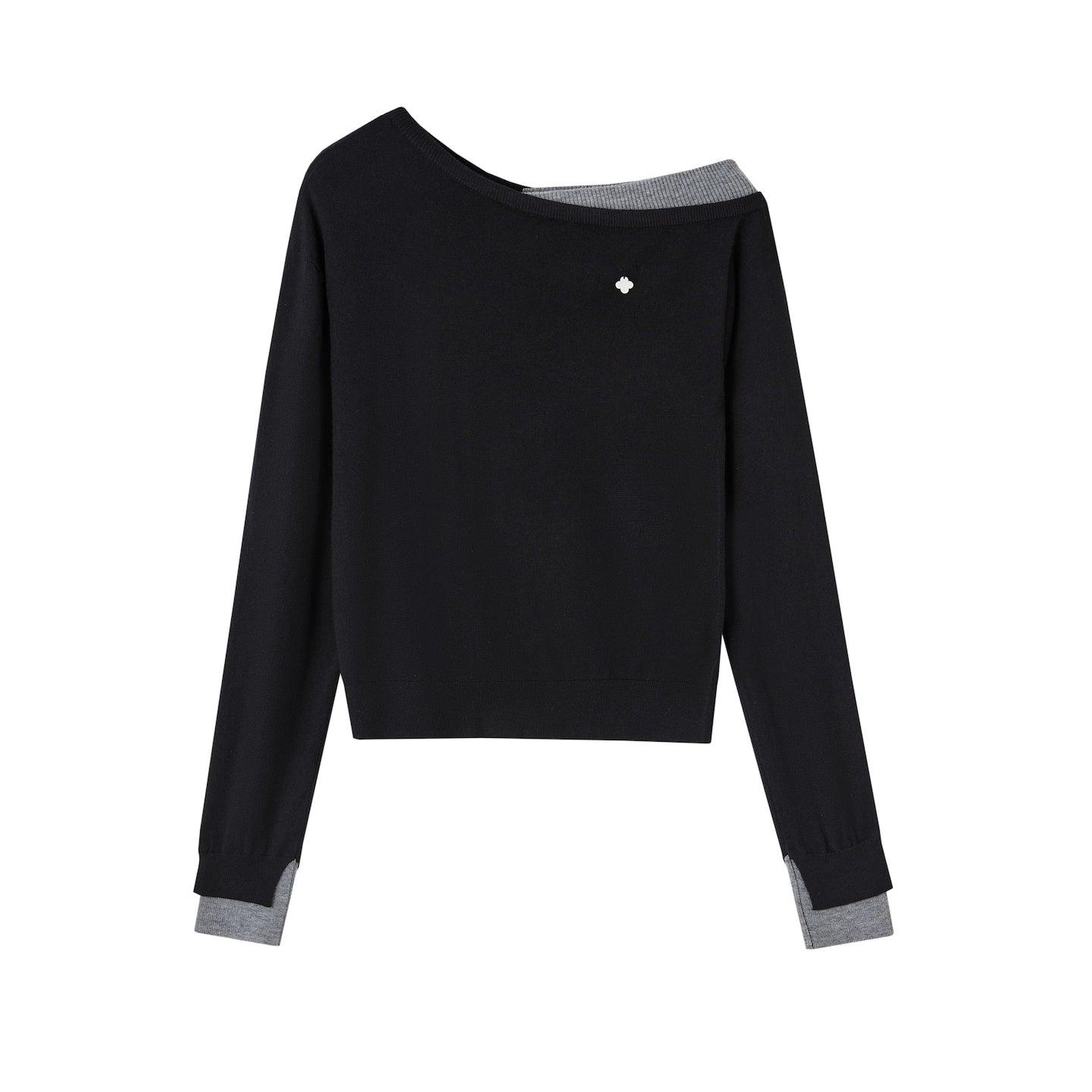 Contrast Asymmetrical Layered Sweater