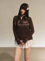 Fair Isle Collar Knit Cardigan