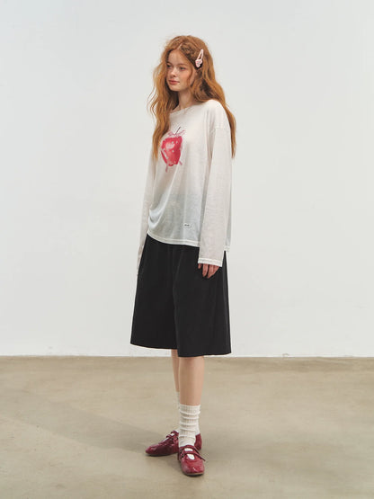 Three-dimensional Pleated Wide-leg Knee-length Shorts