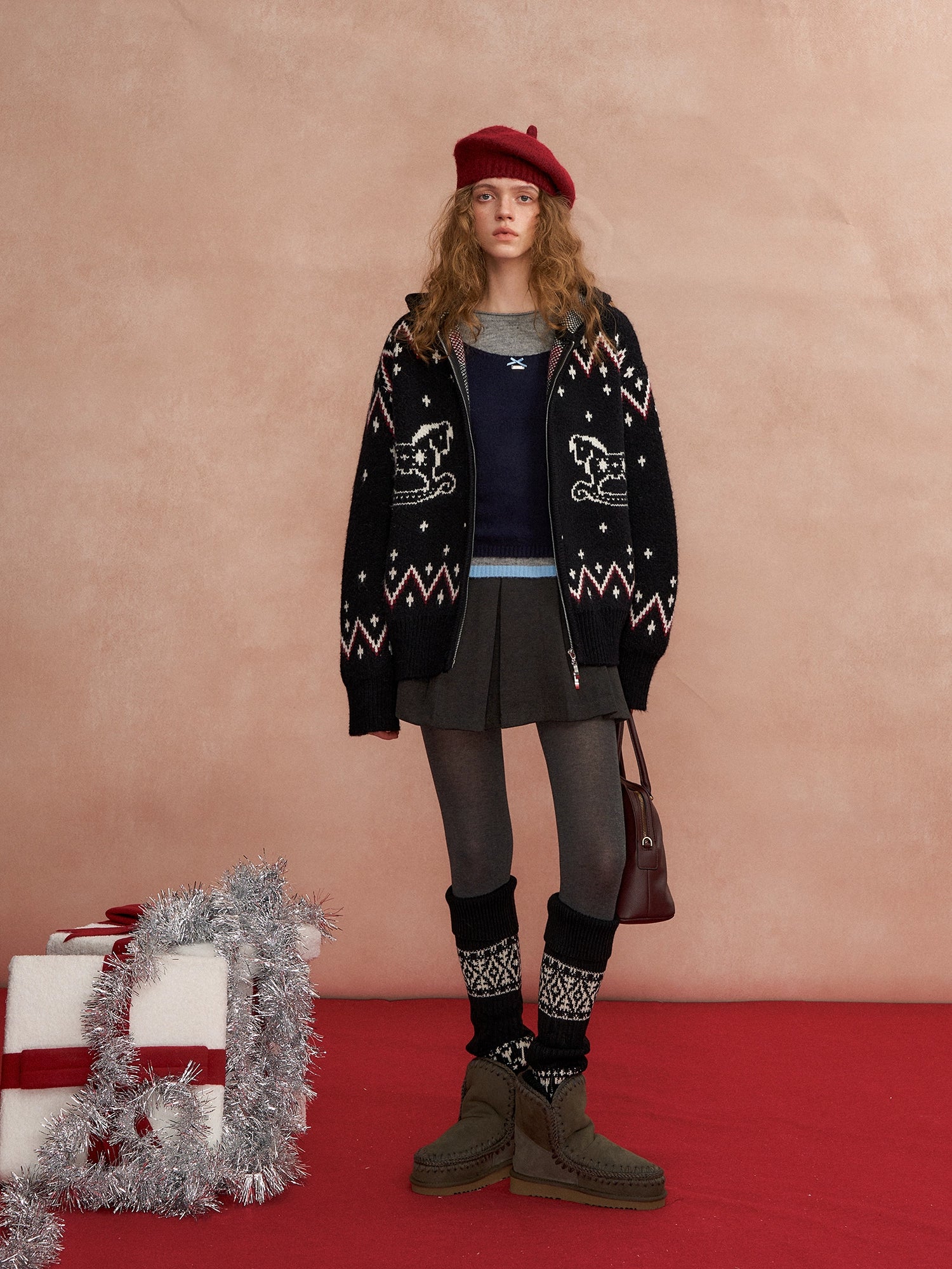 Fair Isle Horse Hooded Cardigan