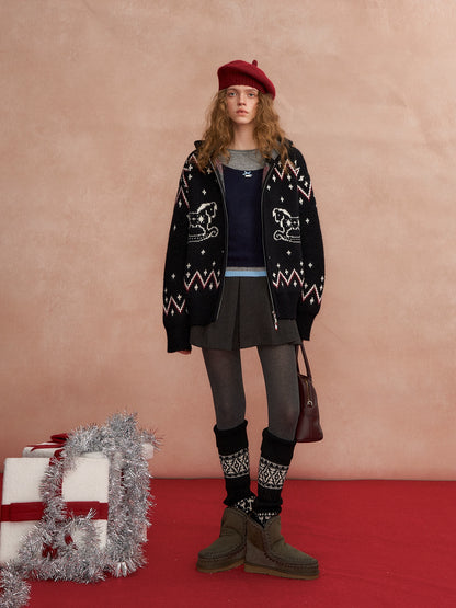 Fair Isle Horse Hooded Cardigan