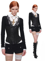Scallop Collar Crop Shirt