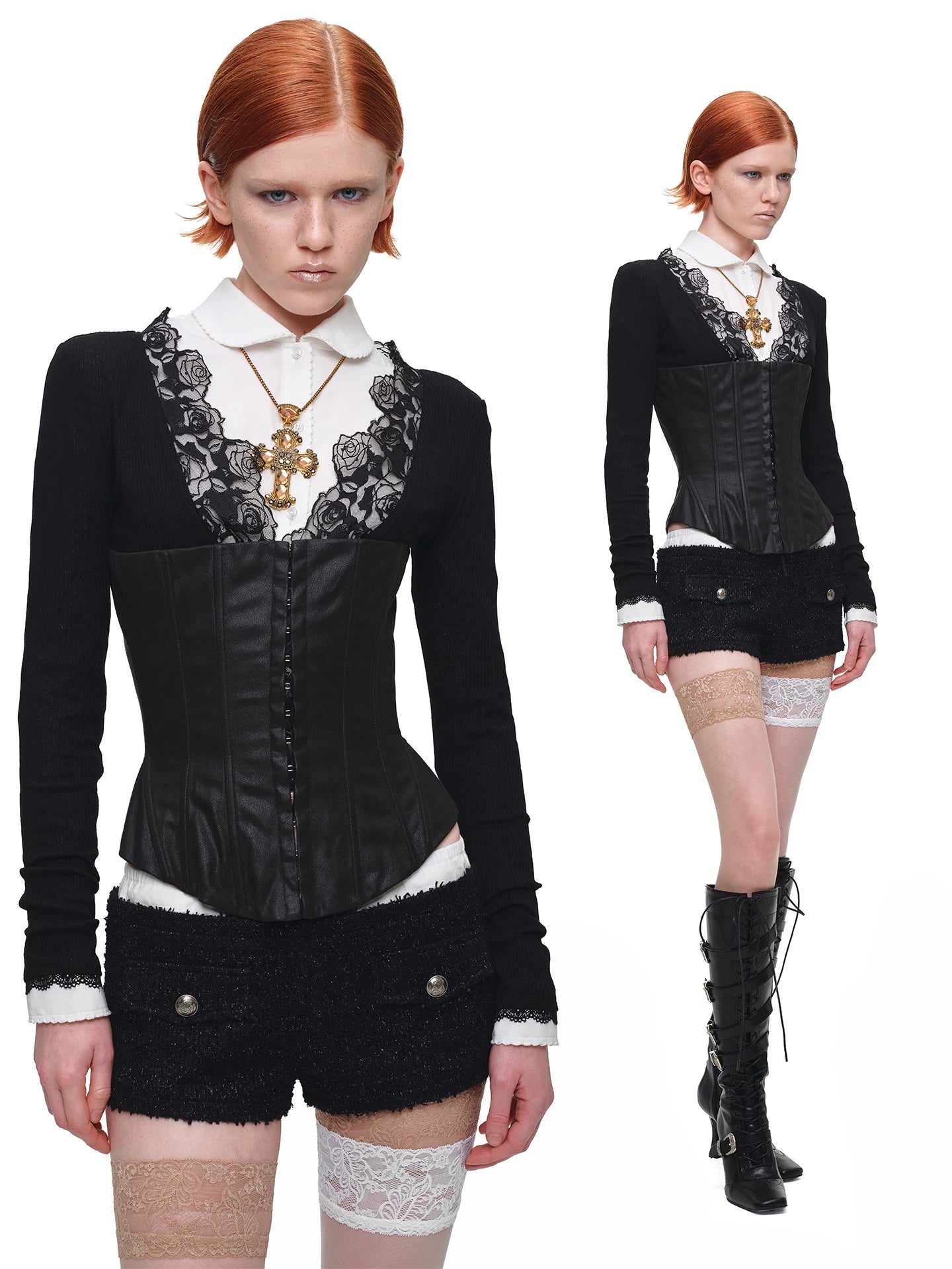 Scallop Collar Crop Shirt