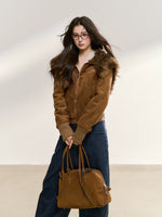 Fur Collar Suede Jacket