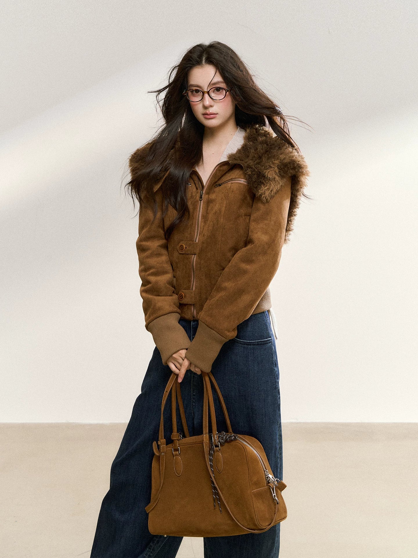 Fur Collar Suede Jacket