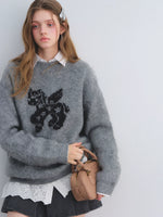 Jacquard Wool Blend Crewneck Sweater