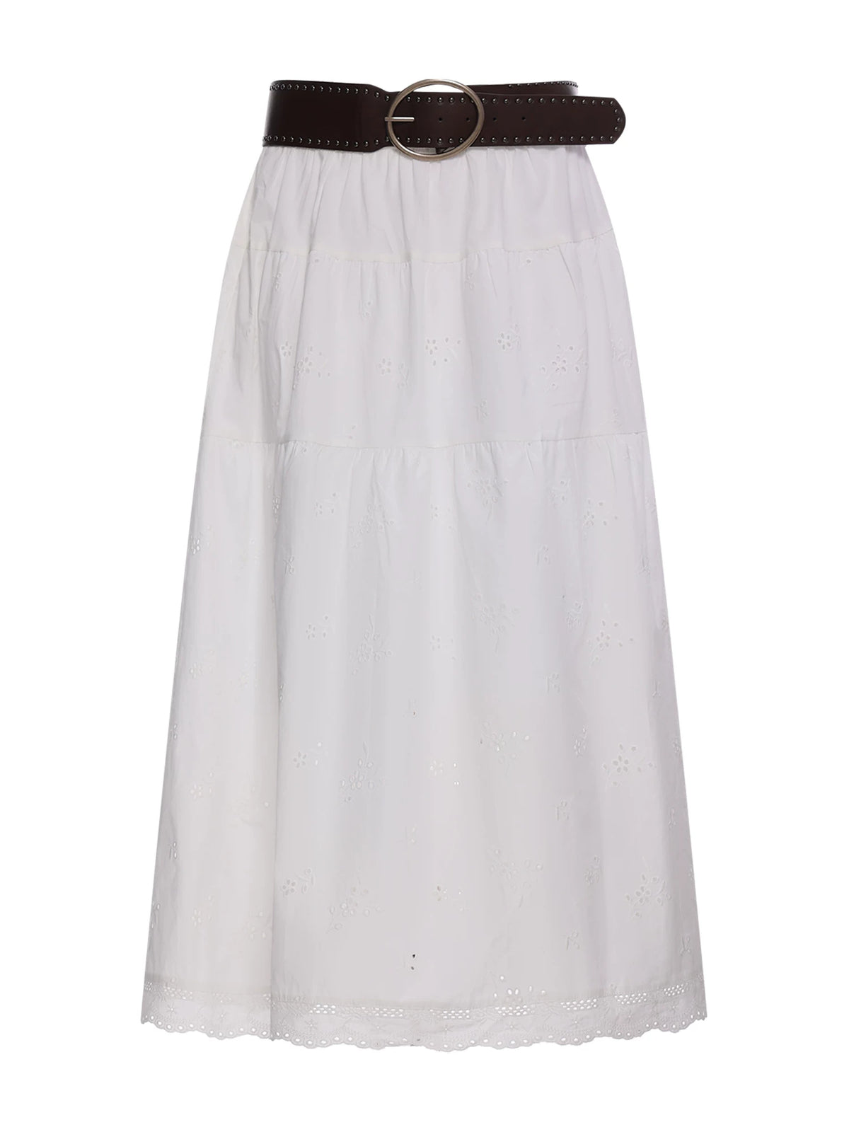 White Jacquard A-line Skirt