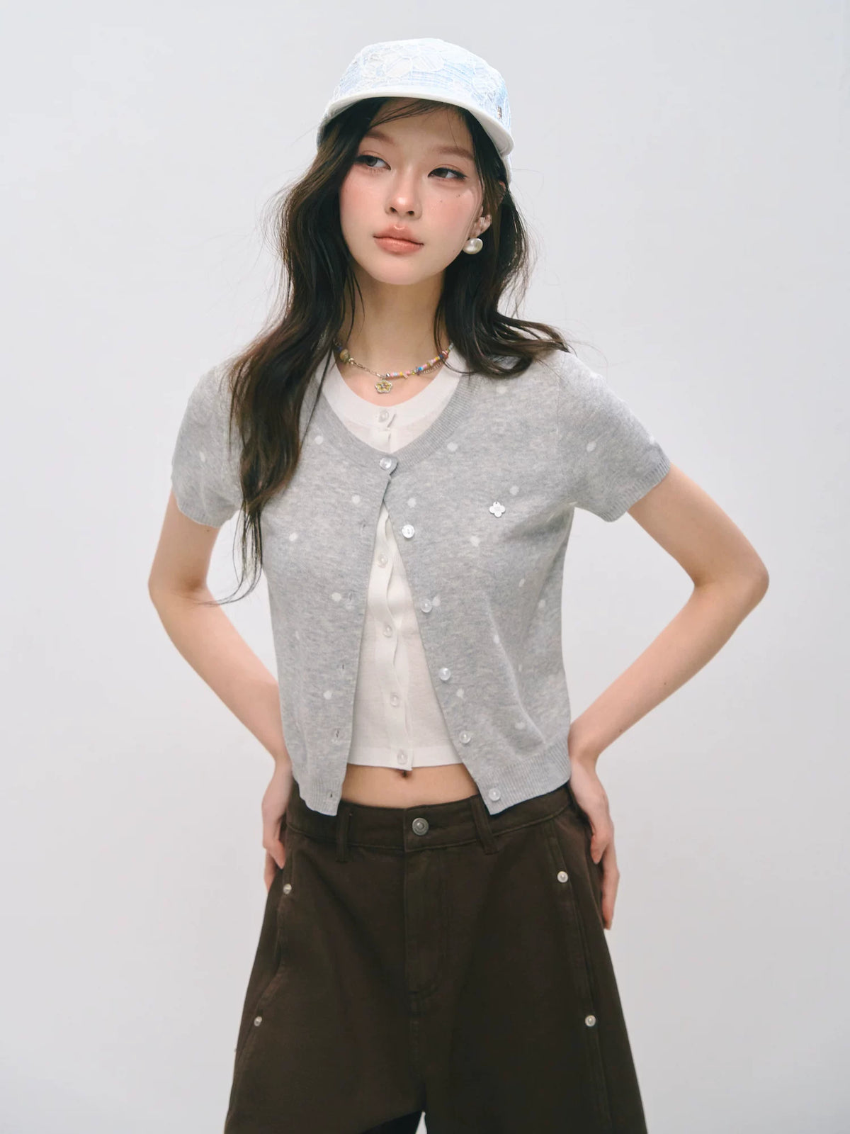 Polka Dot Layered Knit Tee
