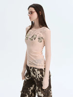 Puppy Print Layered Knit Top