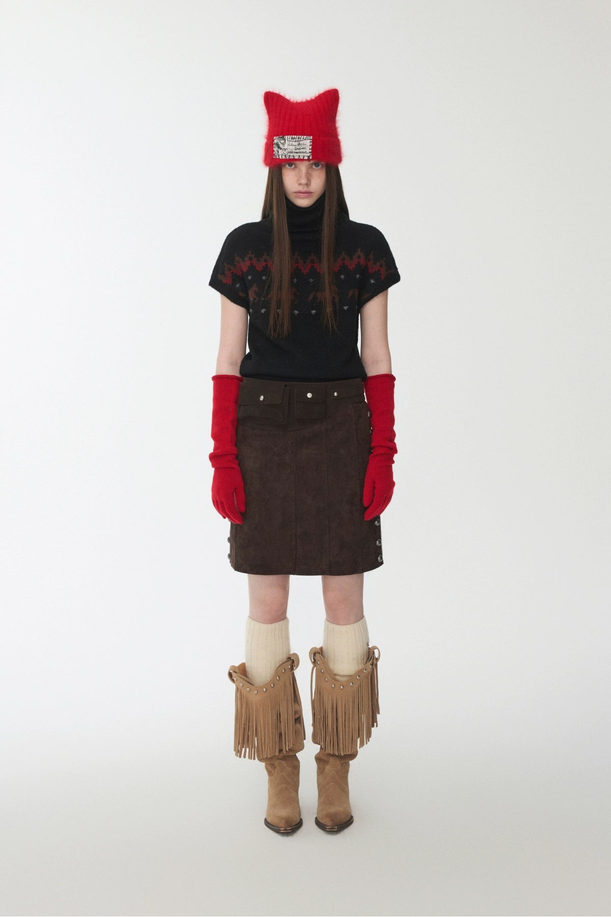 Fair Isle Pony Jacquard Turtleneck Knit Sweater