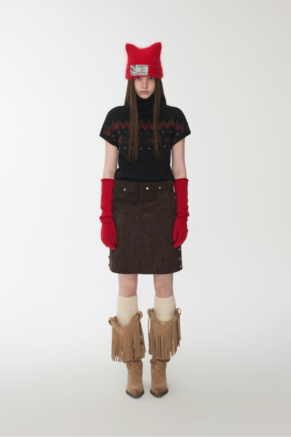 Fair Isle Pony Jacquard Turtleneck Knit Sweater