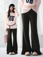 Polka Dot Faux Layered Flared Pants