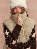 Lace Stand Collar Puffer Vest