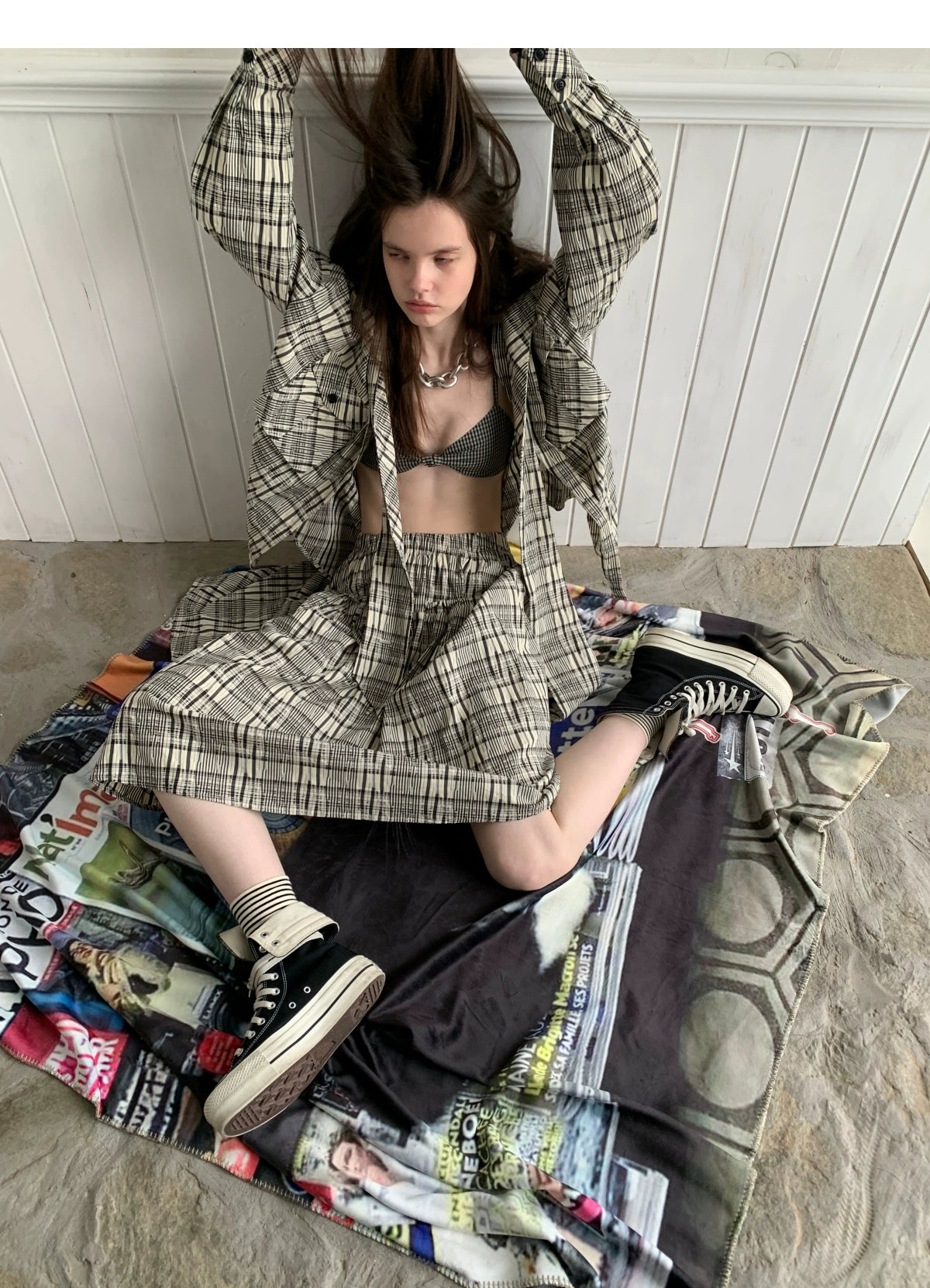 Vintage Plaid Twist Bra