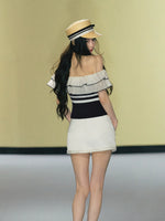 Satin Braided Hem Mini Skirt