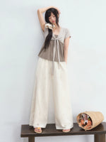 Cut-out Embroidered Casual Pants