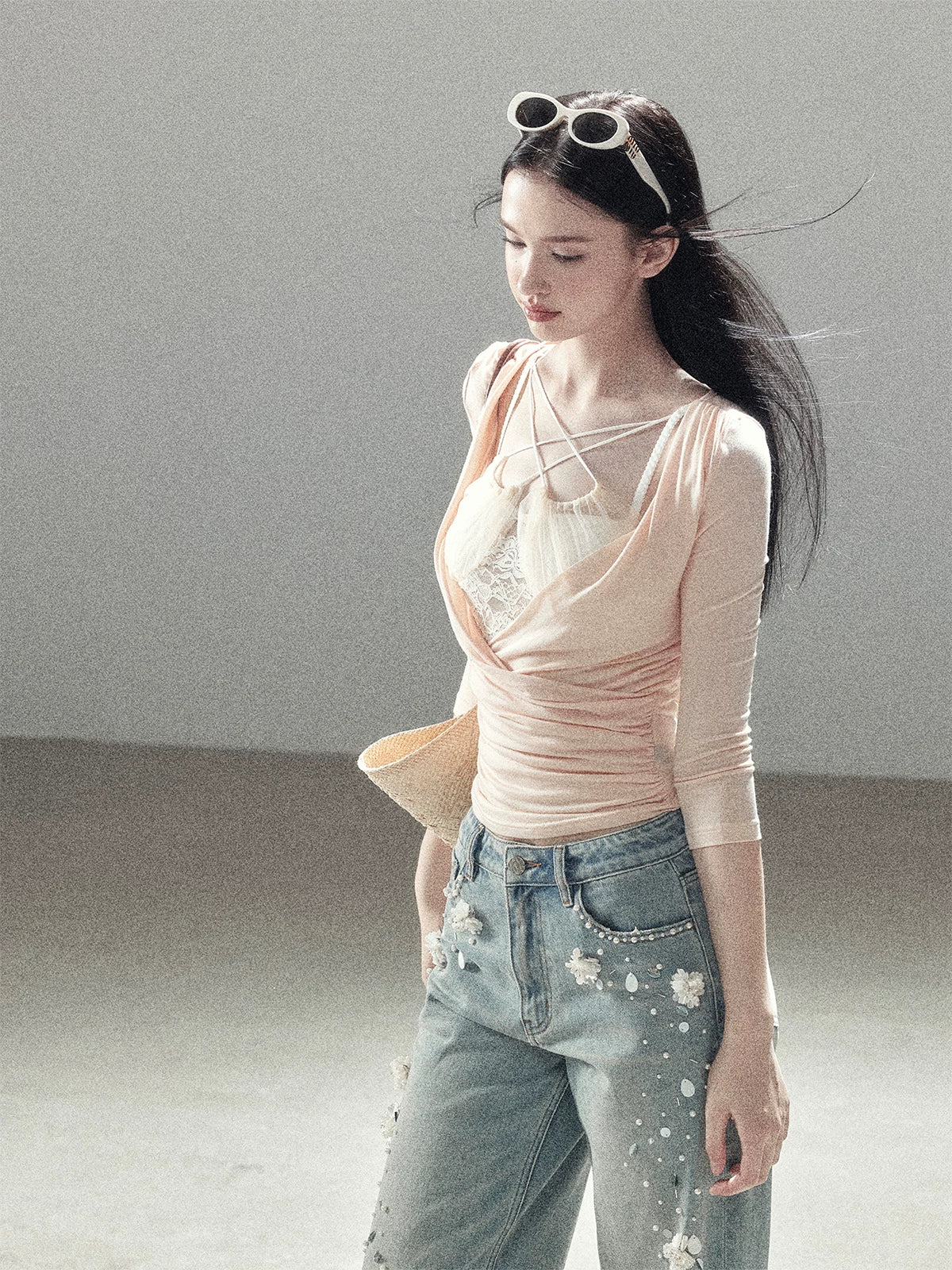 Ruched Neckline Crop Top