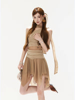 Asymmetric Mesh Mini Dress