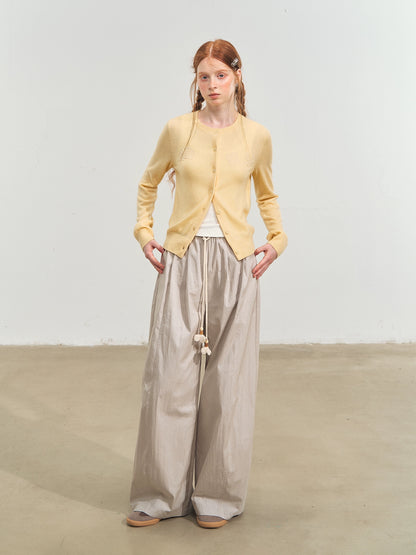 Crewneck Cartoon Patch Embroidered Cardigan