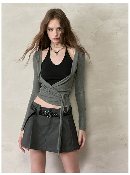 Colorblock Tie-Up Layered Tee