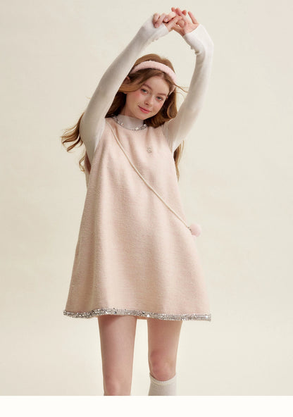 Sequin Tweed Pinafore Dress