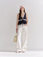 Lace Trim Polka Dot Vest