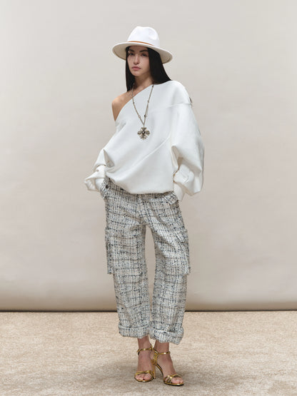 Wool Boucle Utility Cuffed Pants