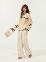 Hollow Out Pullover Crochet Crew Neck Sweater
