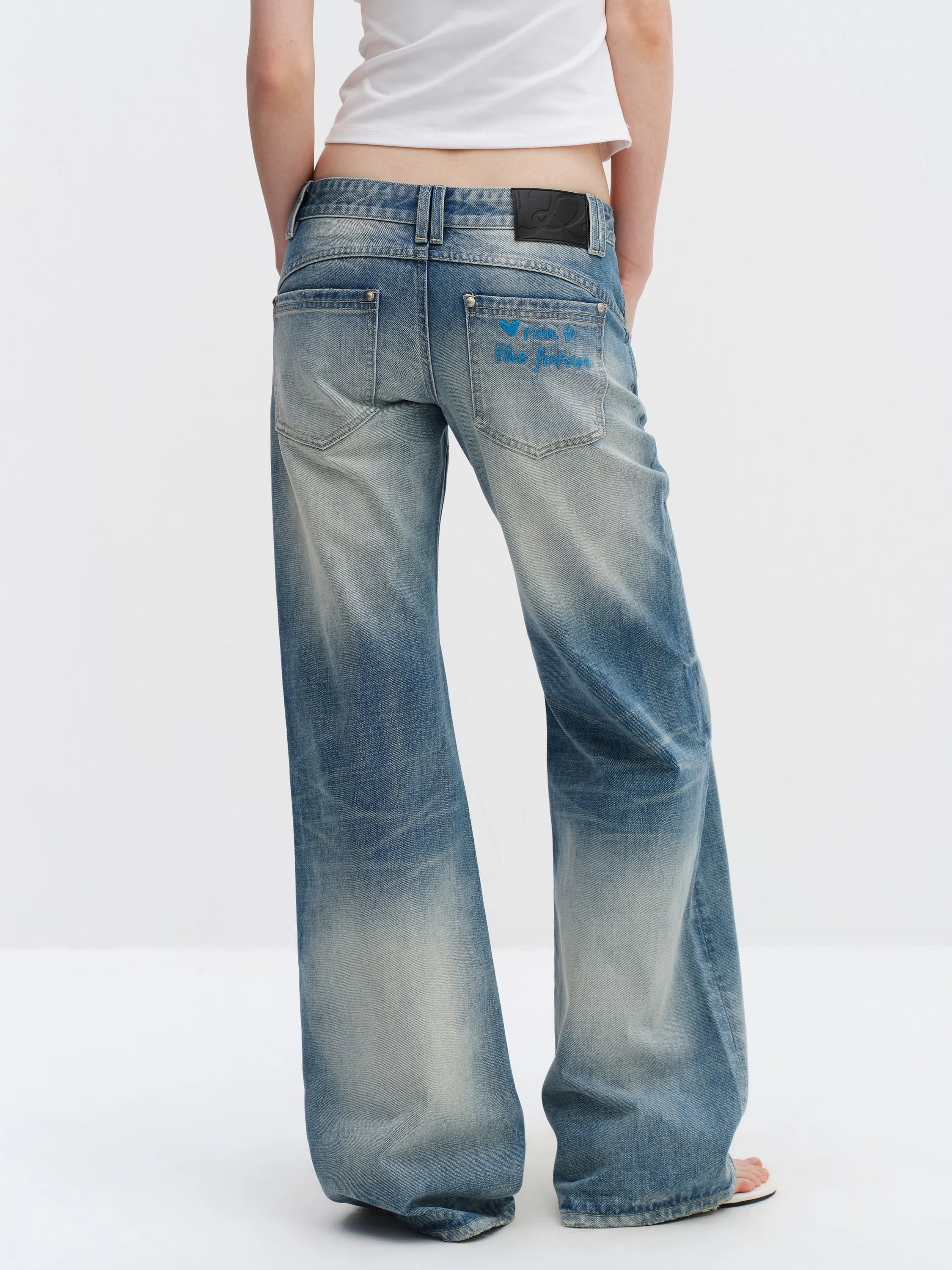 Cat Whisker Low-Waist Straight Jeans