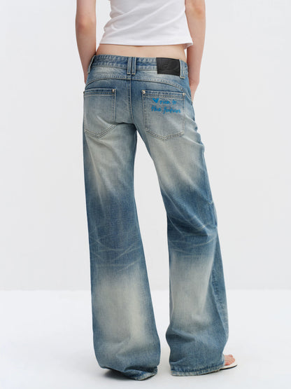 Cat Whisker Low-Waist Straight Jeans
