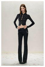 Black Low-Rise Slit Pants