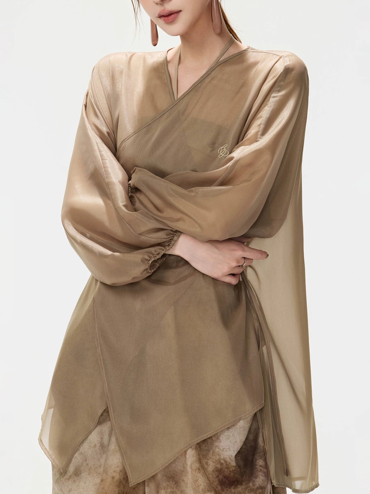Sheer Wrap Chiffon Shirt