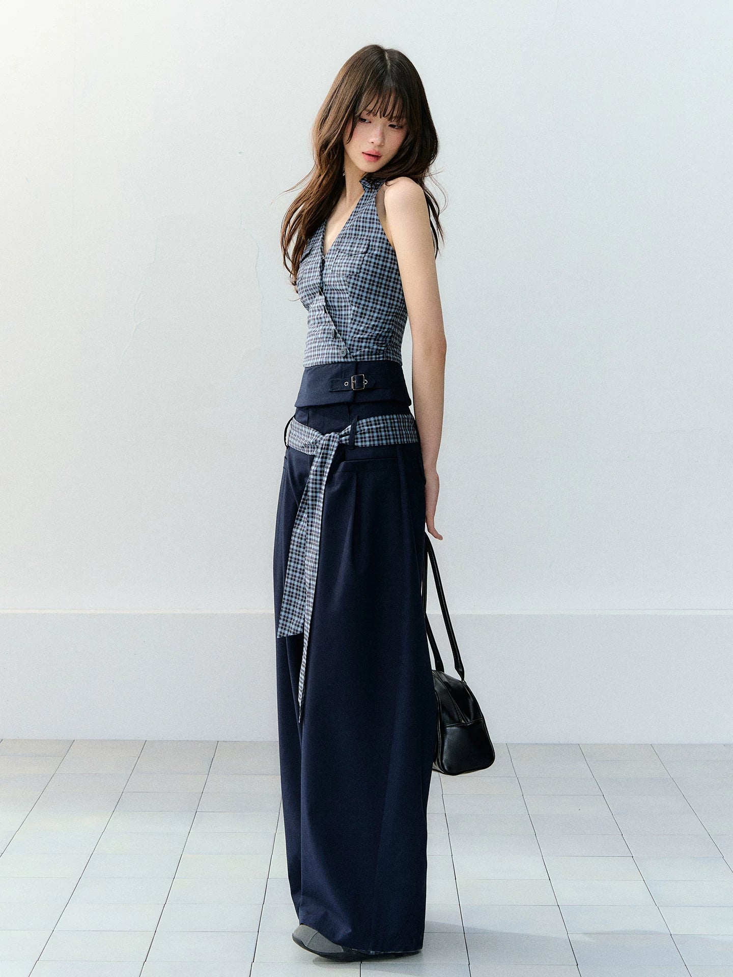Navy Blue Halter Top &amp; Pants Set
