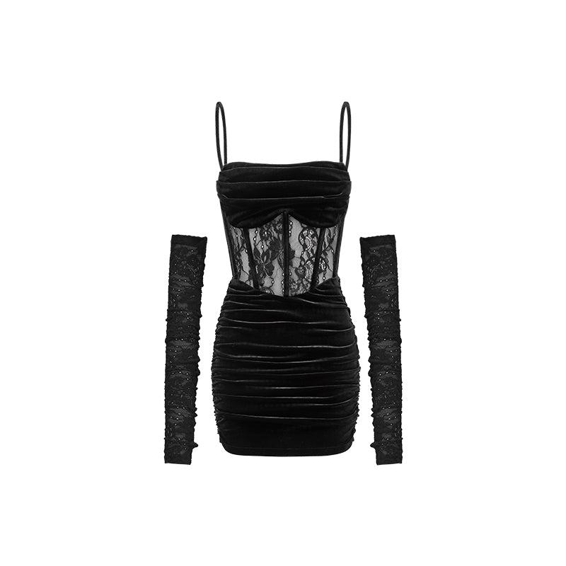 Mermaid Strap Long Velvet Bodycon Dress