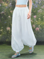 Whiite Drawstring Balloon Pants