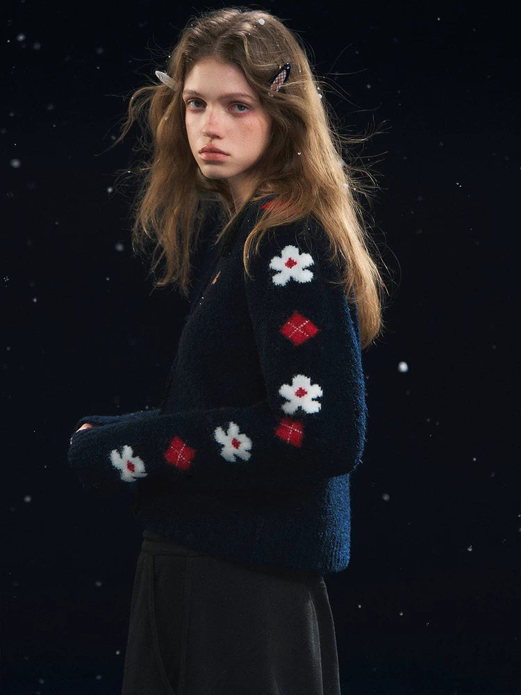 Vintage Floral Jacquard Collar Cardigan