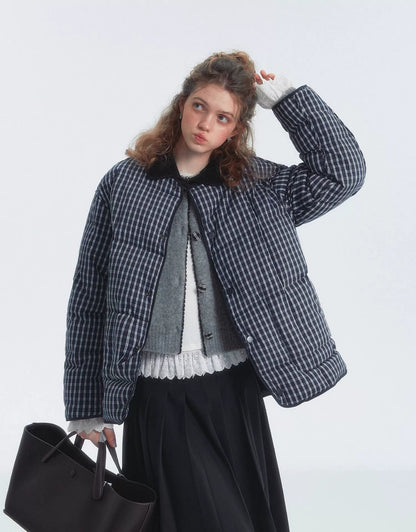 Collarless Colorblock Down Jacket