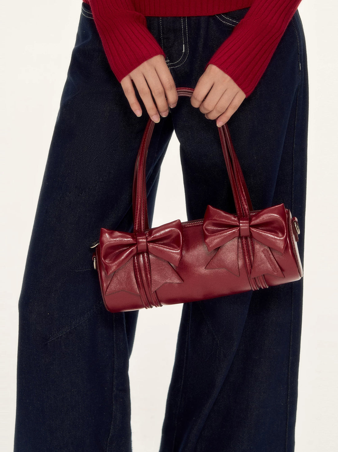Red Sculptural Bow Underarm Bag