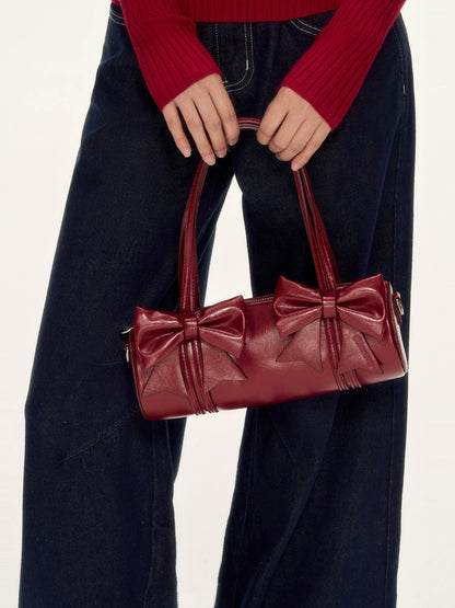 Red Sculptural Bow Underarm Bag