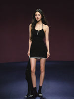 Tweed Galaxy Shimmer Chain Halter Dress & Cardigan Set